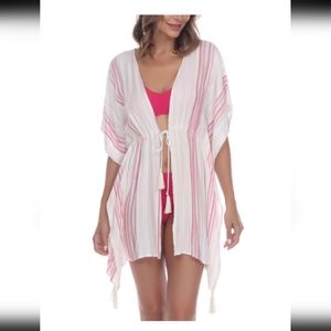Raviya Striped Tassel Trim cover Up - Medium